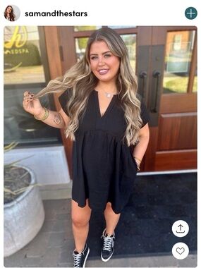 Universal Thread Black V-Neck Short-Sleeve Mini Dress with Gathered Waist